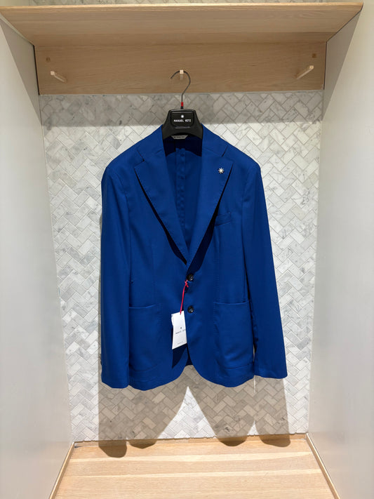 Manuel Ritz | Veston en laine extensible - Bleu cobalt