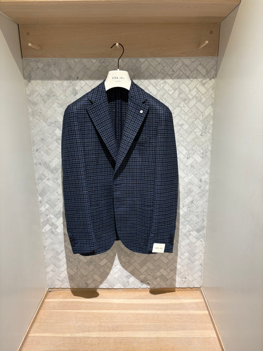 L.B.M. 1911 | Veston à motif pied-de-poule- Bleu