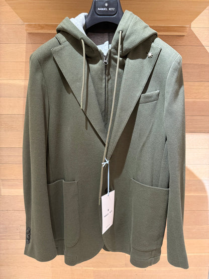 Manuel Ritz | Veston en jersey de coton avec capuche amovible - Vert