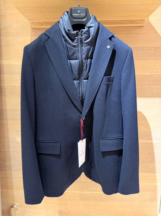 Manuel Ritz | Veston hybrid avec bavette amovible - Bleu
