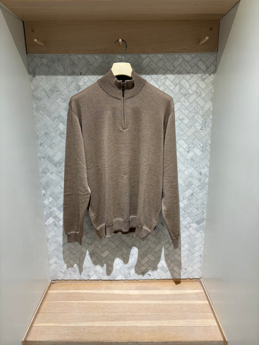 SAND Copenhagen | Pull demi zip en laine mérinos - Chameau