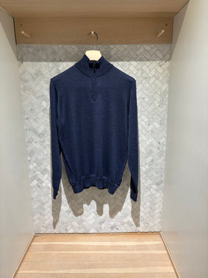 SAND Copenhagen | Pull demi zip en laine mérinos - Marine