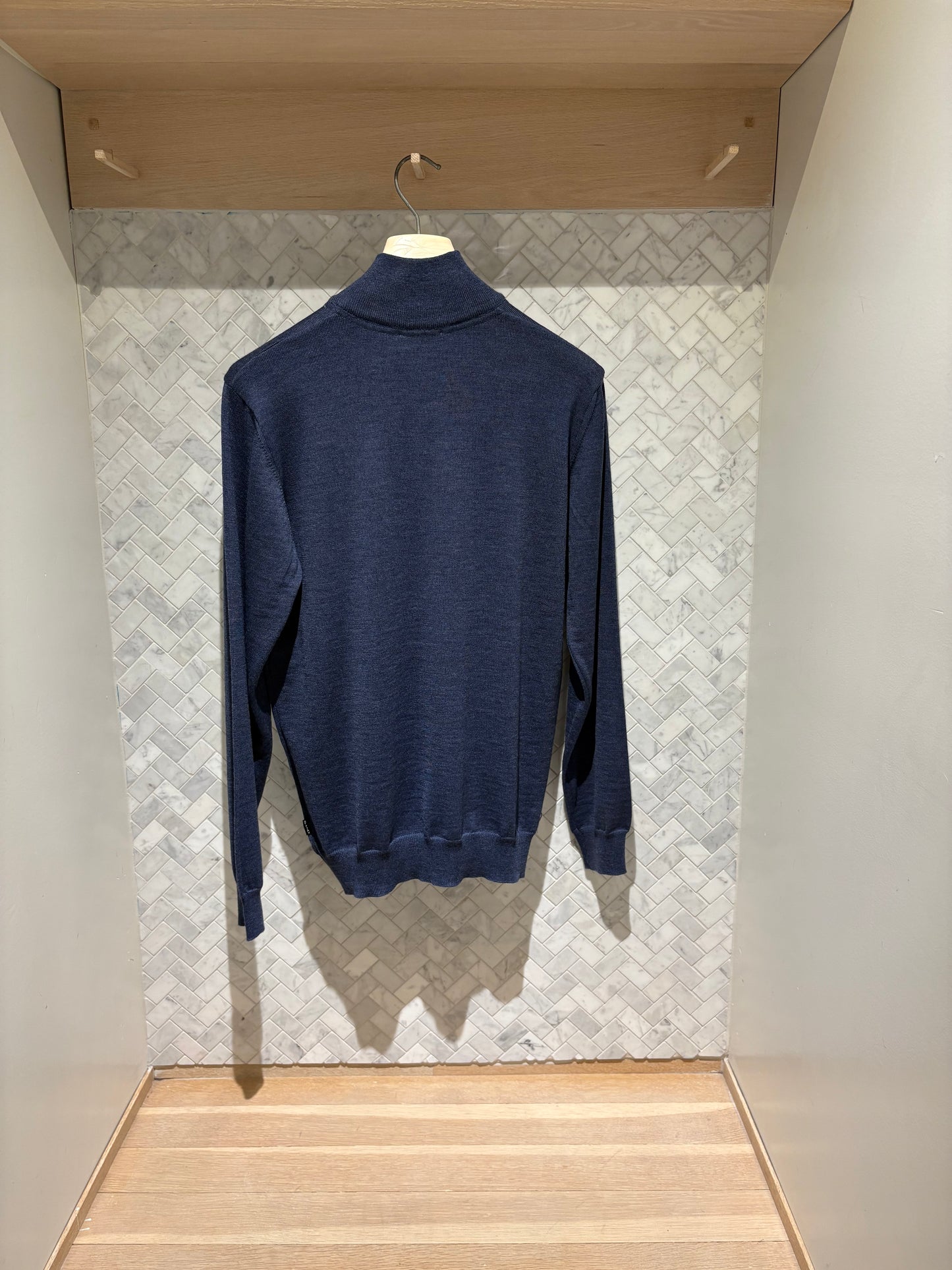 SAND Copenhagen | Pull demi zip en laine mérinos - Marine