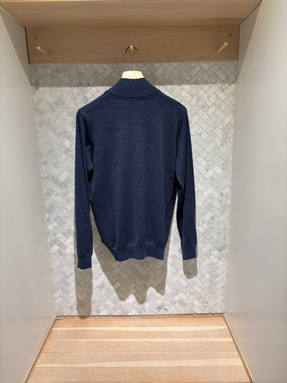 SAND Copenhagen | Pull zip en laine mérinos - Marine