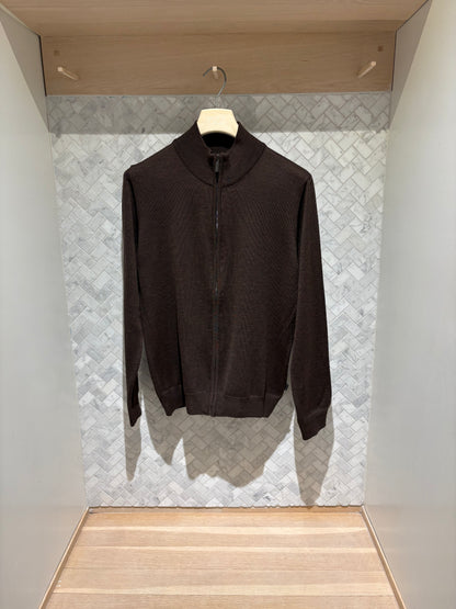 SAND Copenhagen | Pull zip en laine mérinos - Café