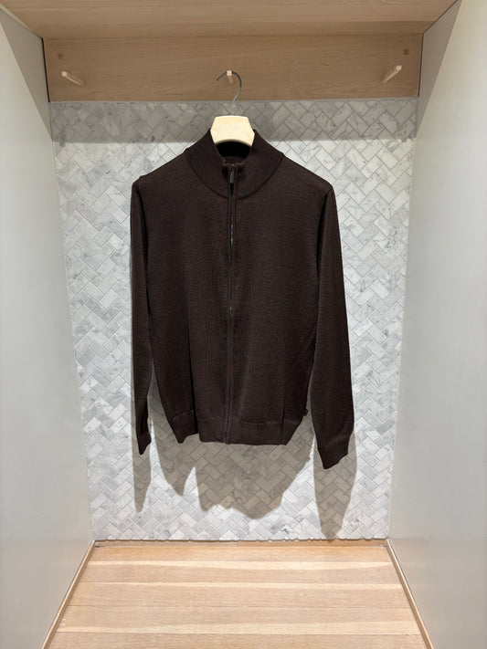 SAND Copenhagen | Pull zip en laine mérinos - Café