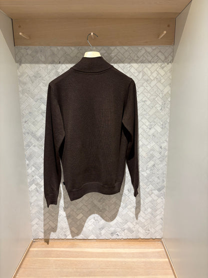 SAND Copenhagen | Pull zip en laine mérinos - Café