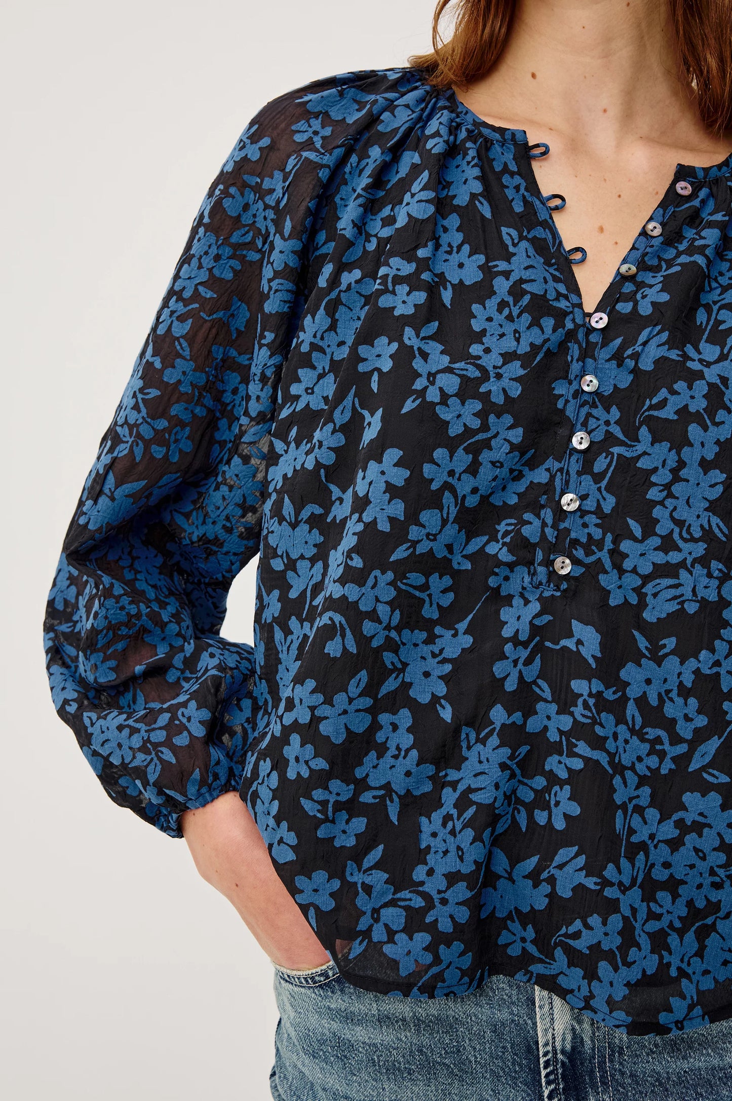 Rails | Blouse "Indi"- Bleu marine/ Bleu floral