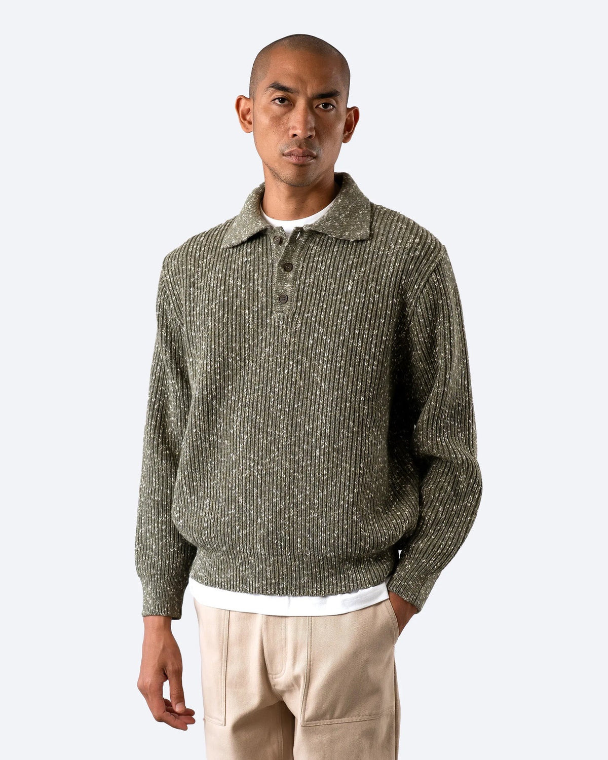 Far Afield | Polo tricoté côtelé "Kier" - Vert