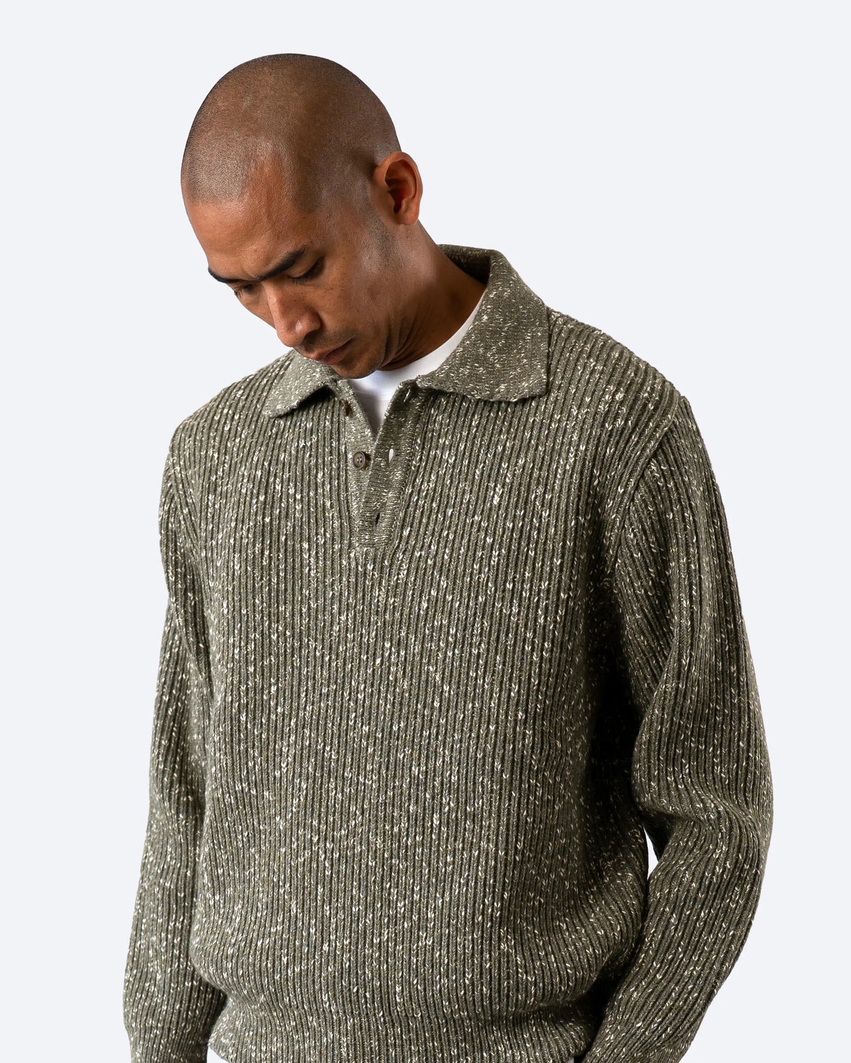 Far Afield | Polo tricoté côtelé "Kier" - Vert