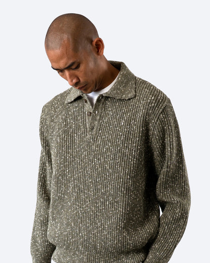 Far Afield | Polo tricoté côtelé "Kier" - Vert