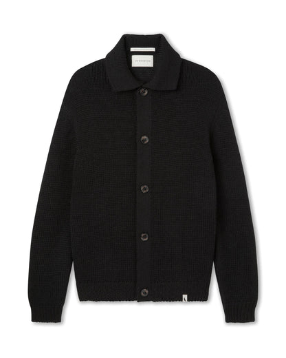 Peregrine | Pull boutonné en laine 'Bristol' - Noir