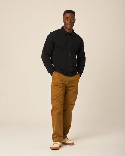 Peregrine | Pull boutonné en laine 'Bristol' - Noir