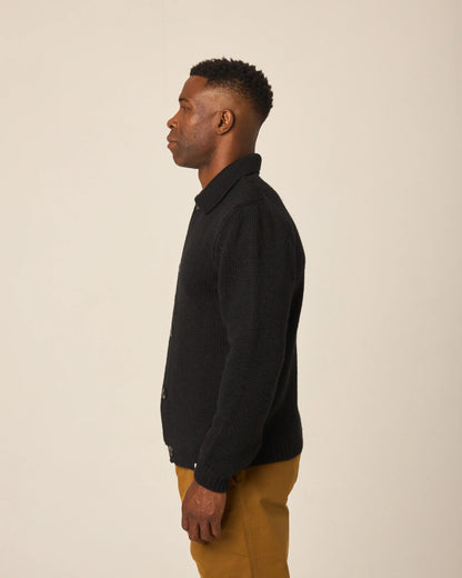 Peregrine | Pull boutonné en laine 'Bristol' - Noir