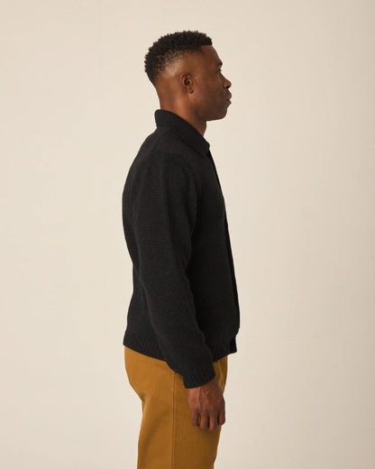 Peregrine | Pull boutonné en laine 'Bristol' - Noir