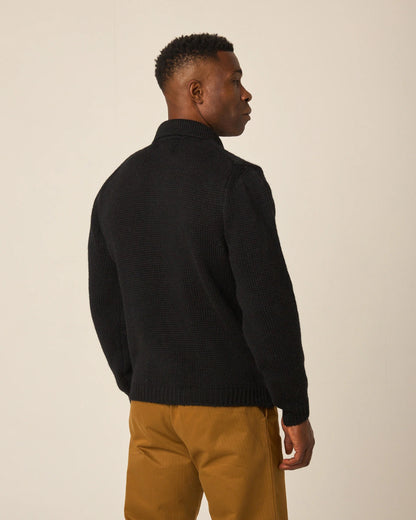 Peregrine | Pull boutonné en laine 'Bristol' - Noir