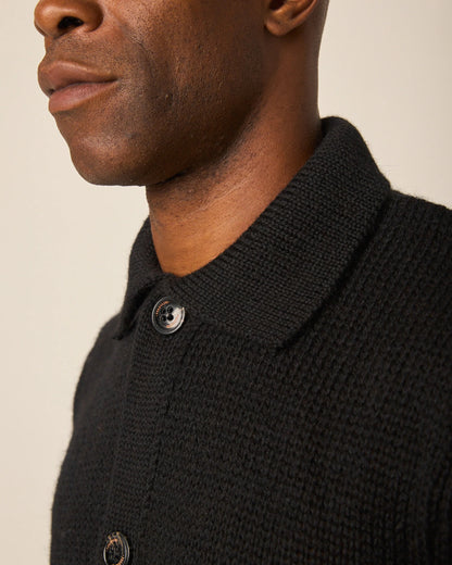 Peregrine | Pull boutonné en laine 'Bristol' - Noir