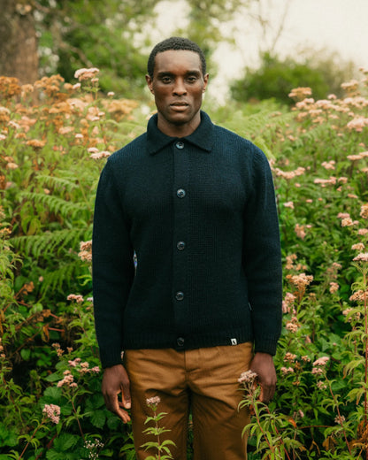 Peregrine | Pull boutonné en laine 'Bristol' - Noir