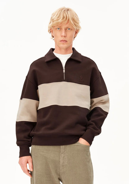 ARMEDANGELS | Pull à demi-zip "Troyer" - Brun-Sable