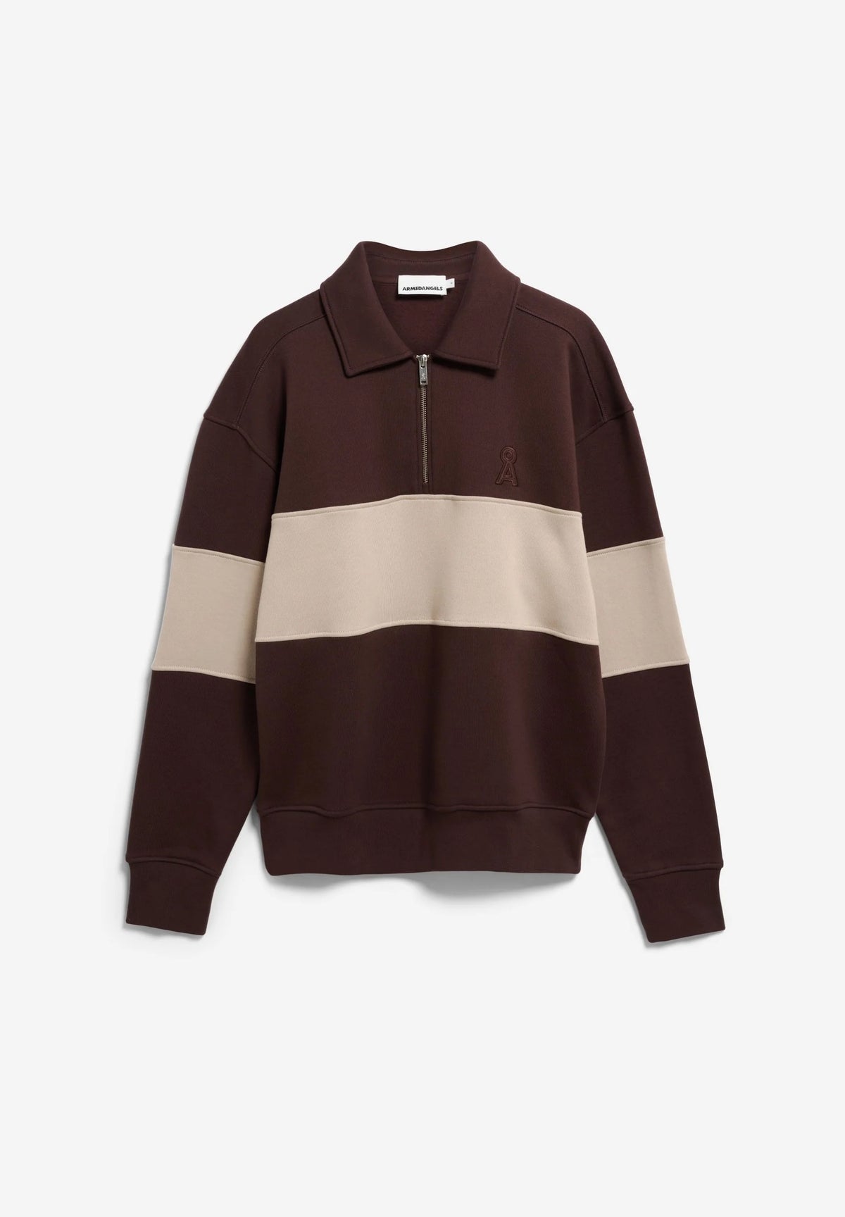 ARMEDANGELS | Pull à demi-zip "Troyer" - Brun-Sable