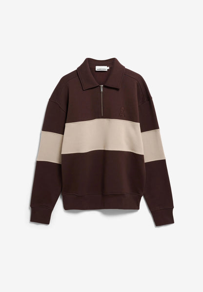 ARMEDANGELS | Pull à demi-zip "Troyer" - Brun-Sable