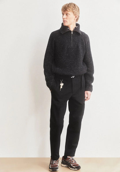 ARMEDANGELS | Pull en tricot de tweed à demi-fermeture éclair - Noir