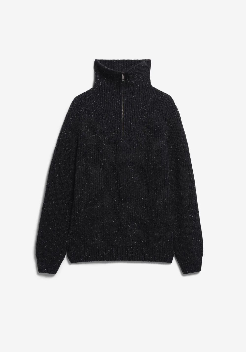 ARMEDANGELS | Pull en tricot de tweed à demi-fermeture éclair - Noir