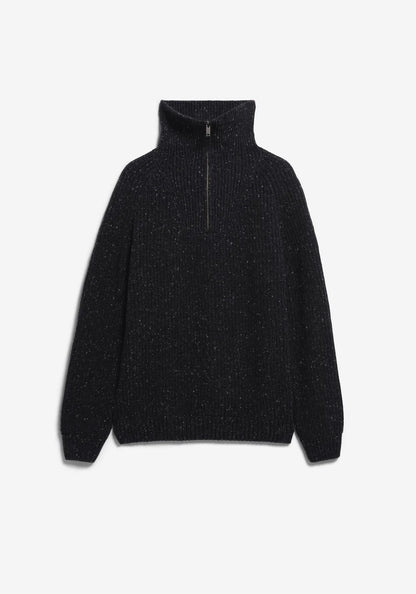 ARMEDANGELS | Pull en tricot de tweed à demi-fermeture éclair - Noir