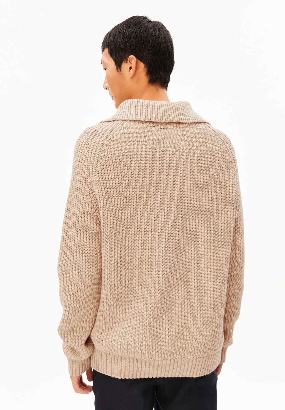 ARMEDANGELS | Pull en tricot de tweed à demi-fermeture éclair - Crème