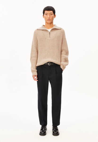 ARMEDANGELS | Pull en tricot de tweed à demi-fermeture éclair - Crème
