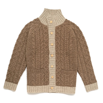 Outclass | Cardigan à col roulé en tricot torsadé - Taupe