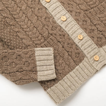Outclass | Cardigan à col roulé en tricot torsadé - Taupe