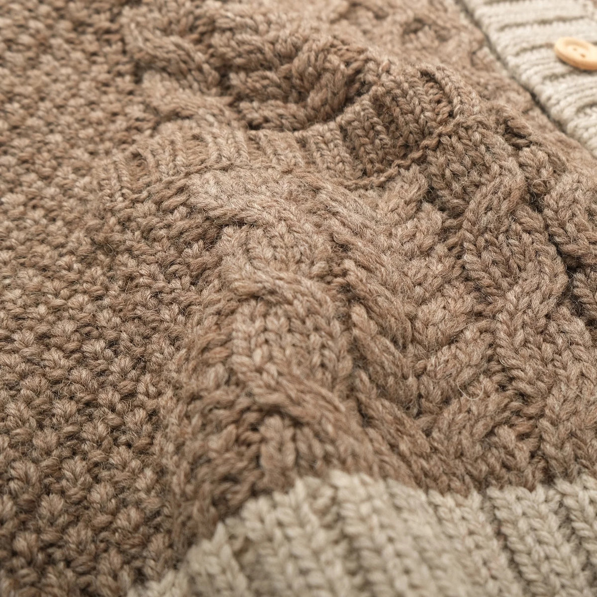 Outclass | Cardigan à col roulé en tricot torsadé - Taupe