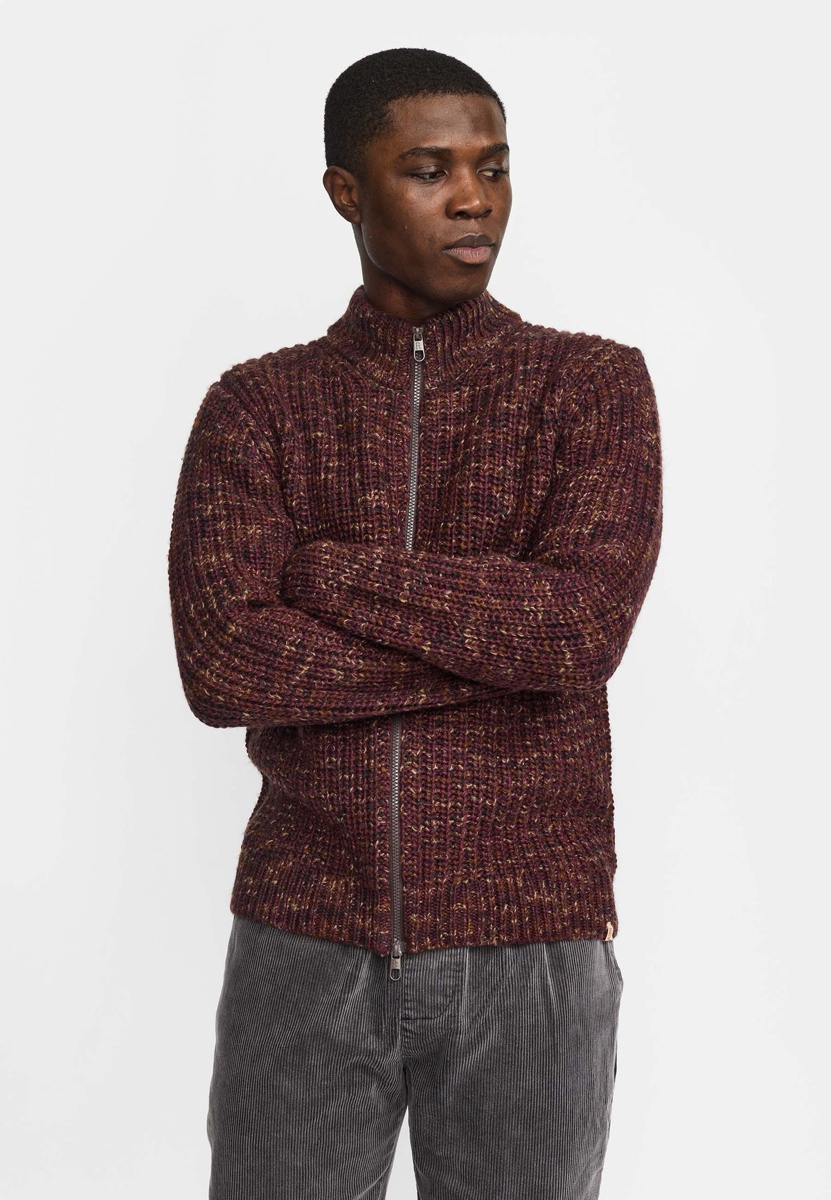 Revolution | Cardigan en tricot avec glissière / 6618 - Bordeaux