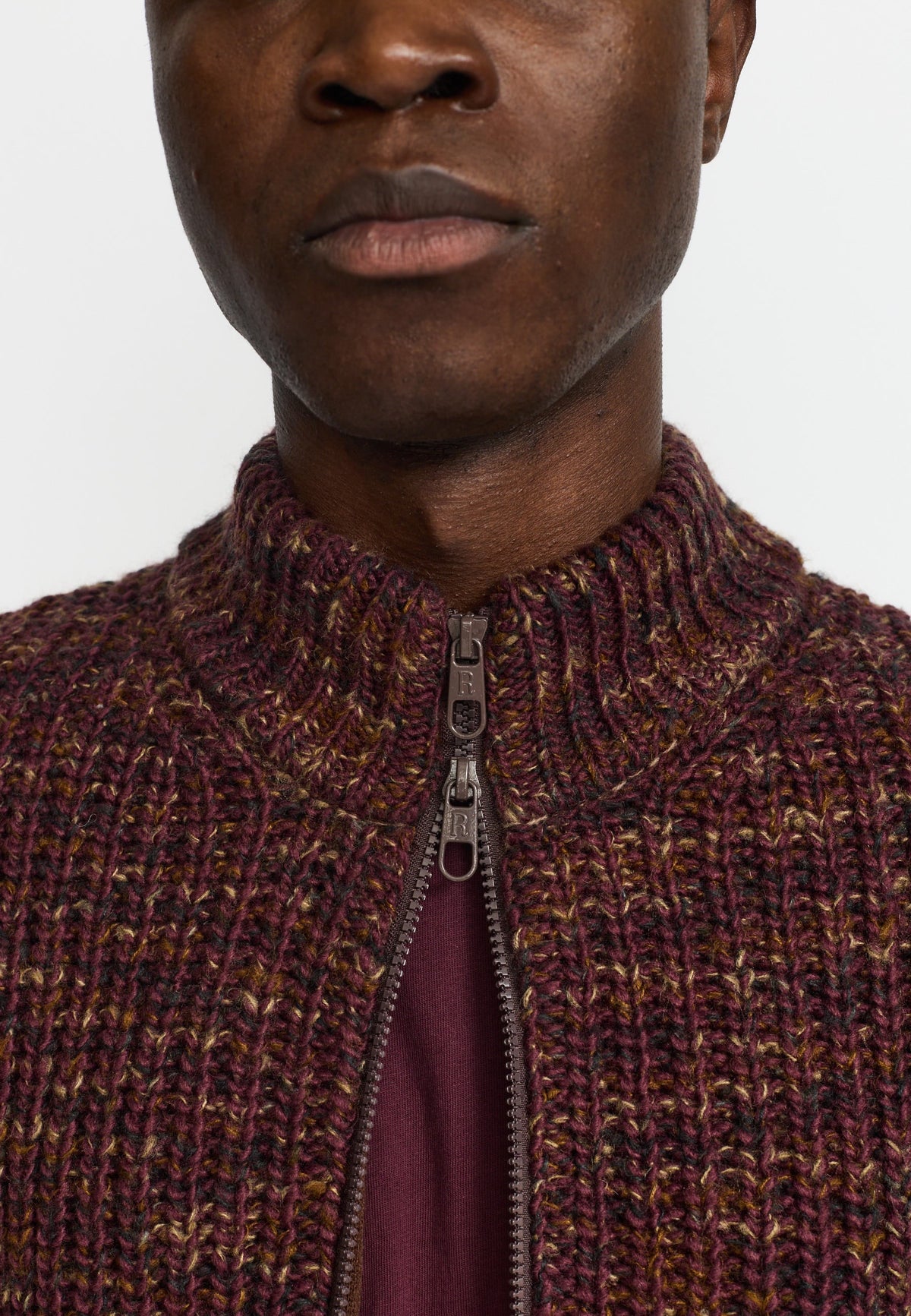 Revolution | Cardigan en tricot avec glissière / 6618 - Bordeaux