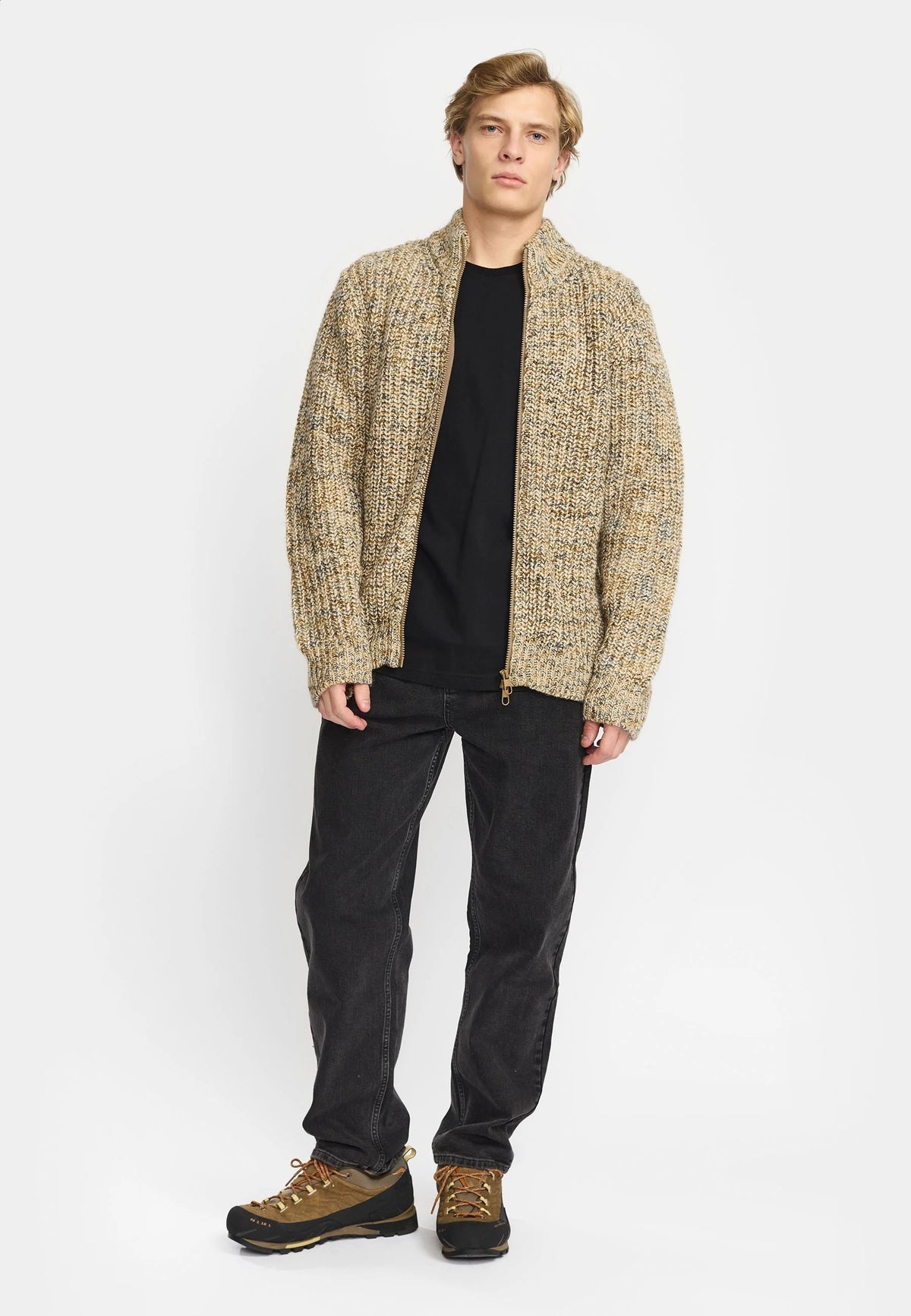 Revolution | Cardigan en tricot avec glissière / 6618 - Blanc Cassé