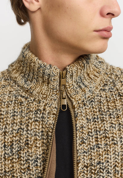Revolution | Cardigan en tricot avec glissière / 6618 - Blanc Cassé