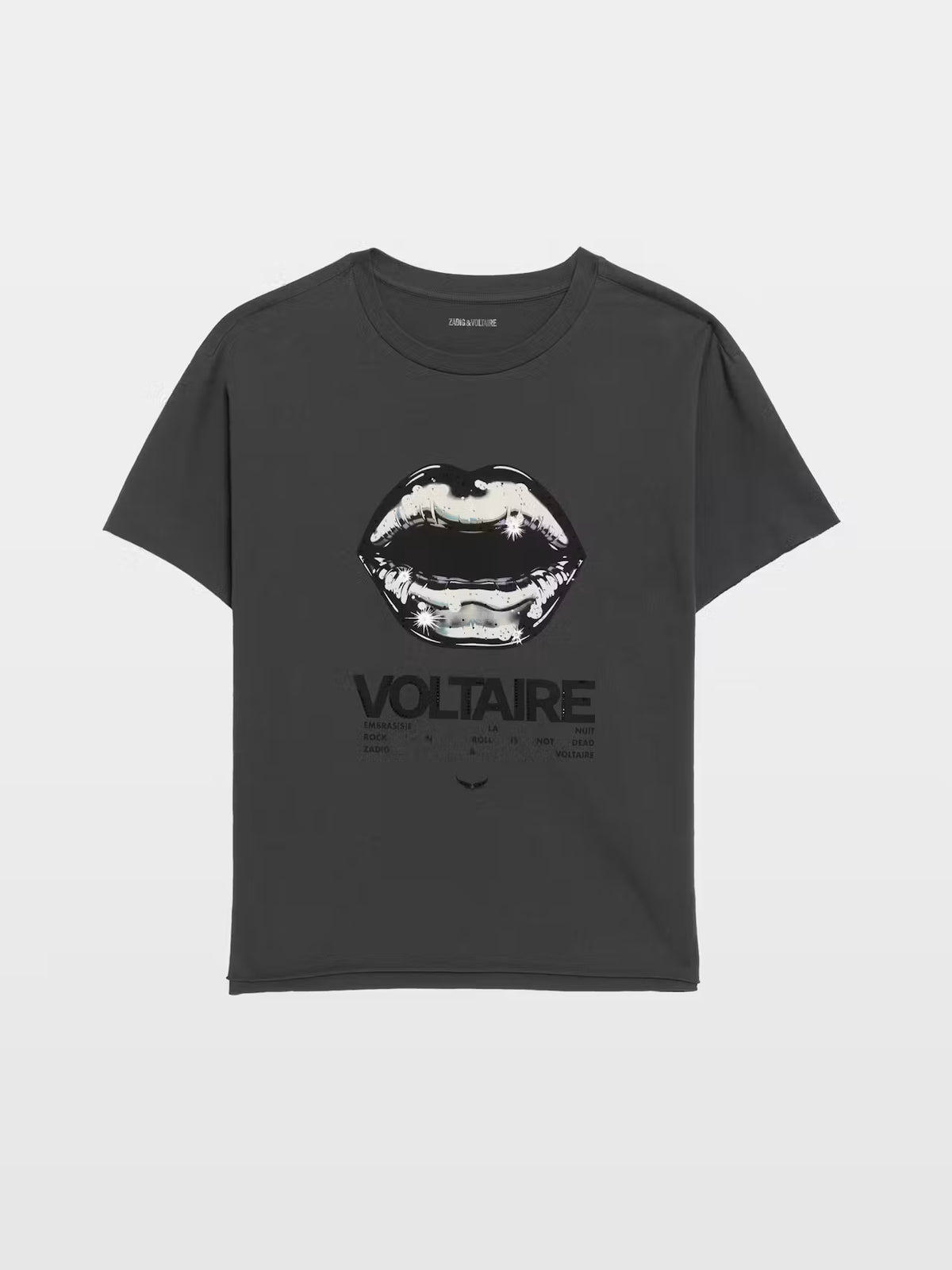 Zadig&Voltaire | T-Shirt en cotton avec strass 'Tommer' | Gris charbon
