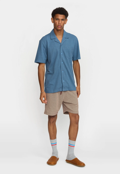 Revolution | Chemise cubaine à manches courtes en jacquard - Bleu