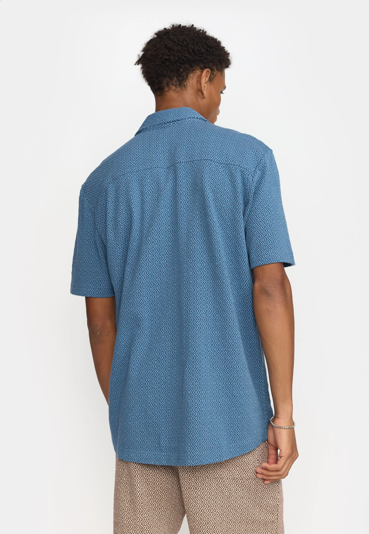 Revolution | Chemise cubaine à manches courtes en jacquard - Bleu