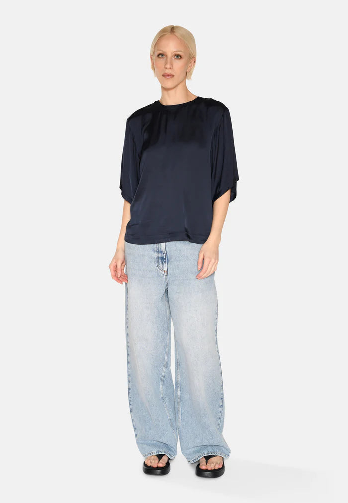 Minimum | Blouse style satin "Janey" - Marine