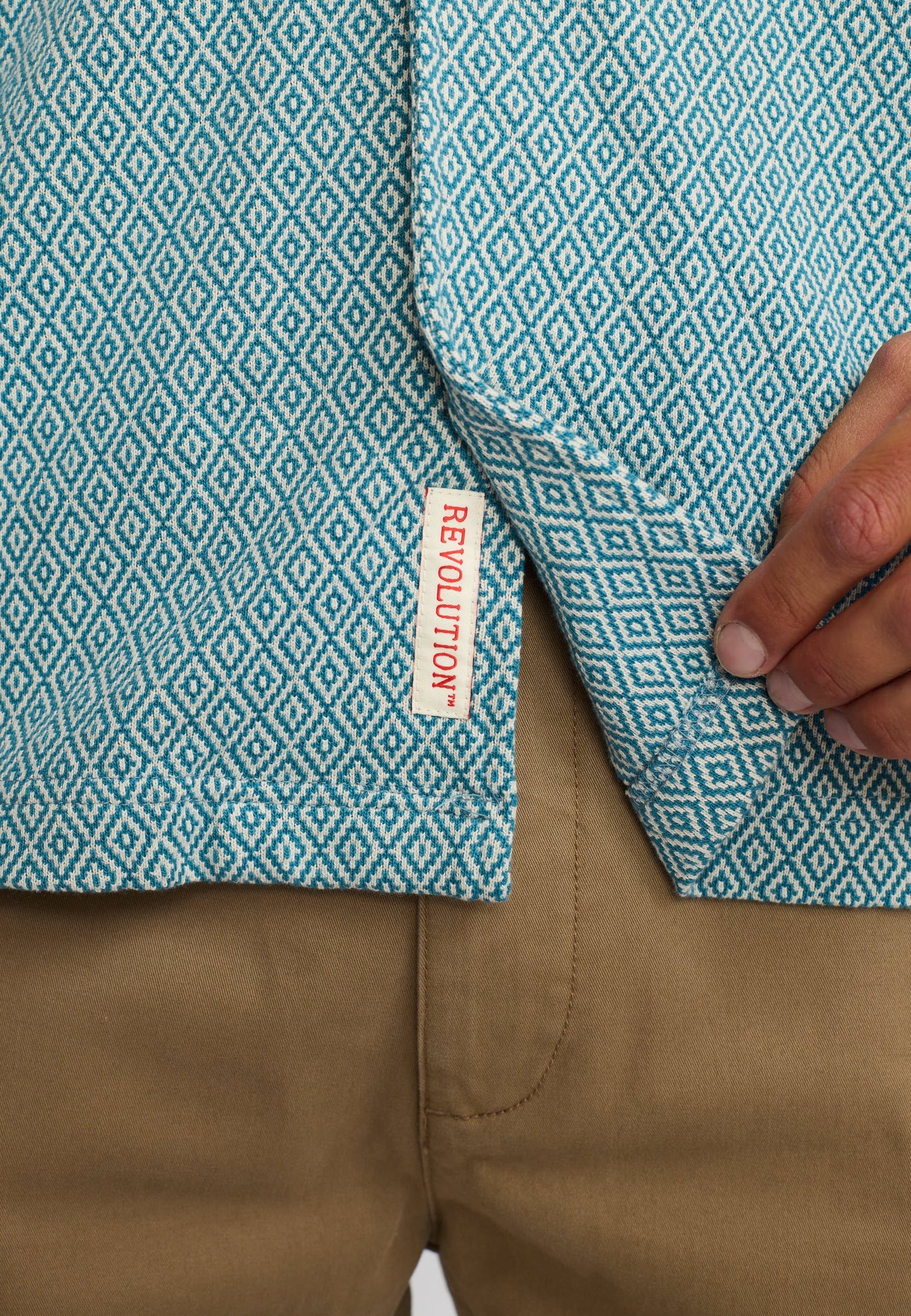 Revolution | Chemise cubaine à manches courtes / 3175- Bleu poussière