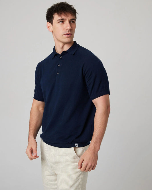 Peregrine | Polo en maille de coton ''Jones'' - Bleu marine