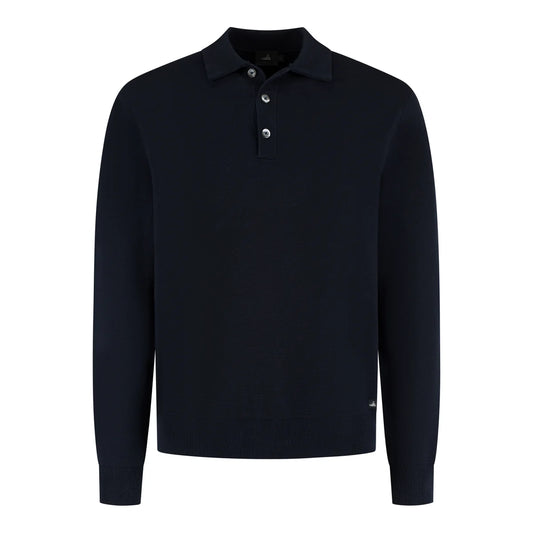 WAHTS | Polo à manche longue  "Crawford" - Bleu nuit