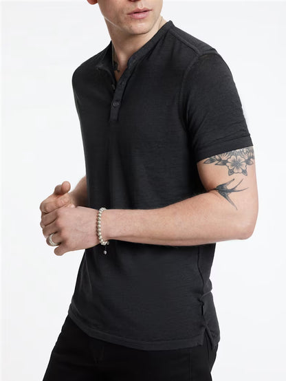John Varvatos | Le t-shirt henley "Duke" - Noir