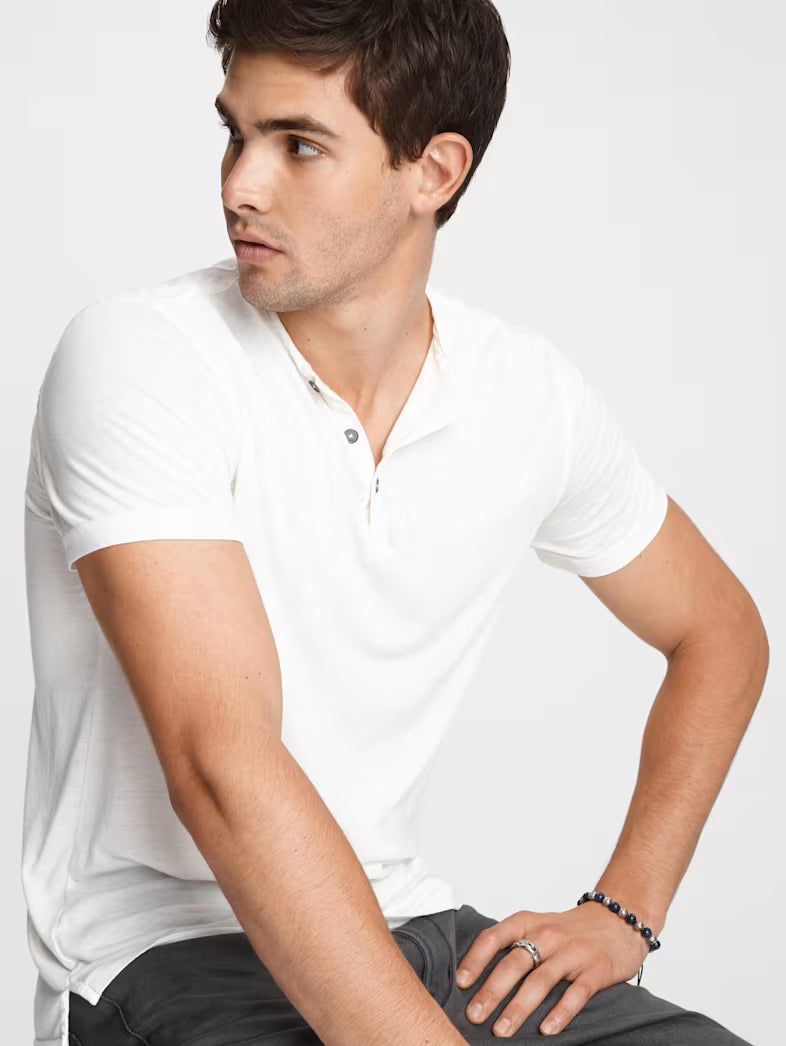 John Varvatos | Le t-shirt henley "Duke" - Blanc