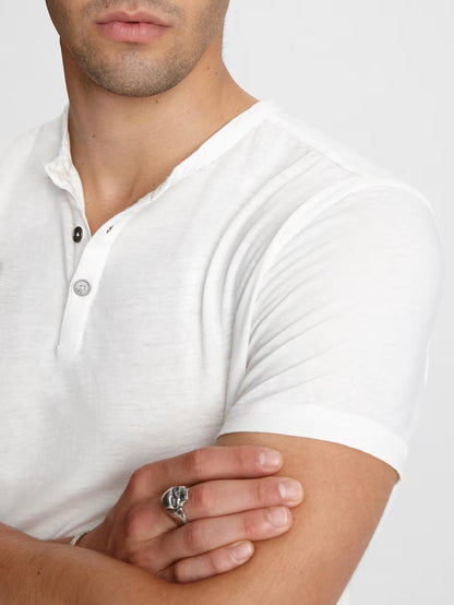 John Varvatos | Le t-shirt henley "Duke" - Blanc