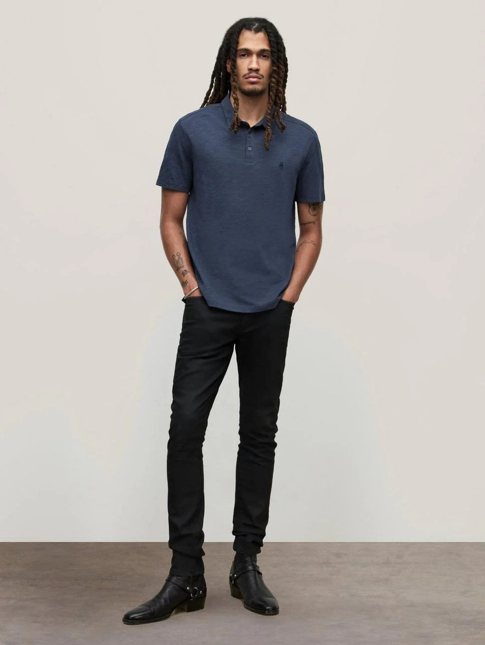 John Varvatos | Polo ''Victor'' en tissu slub - Blue
