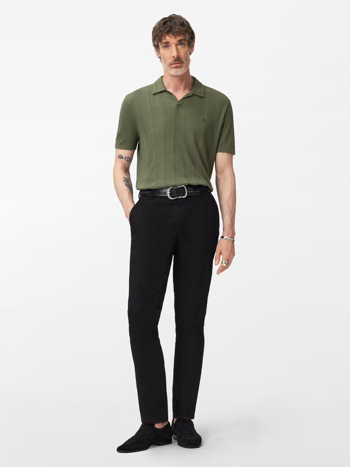 John Varvatos | Le polo "Leonardo" à col Johnny - Olive