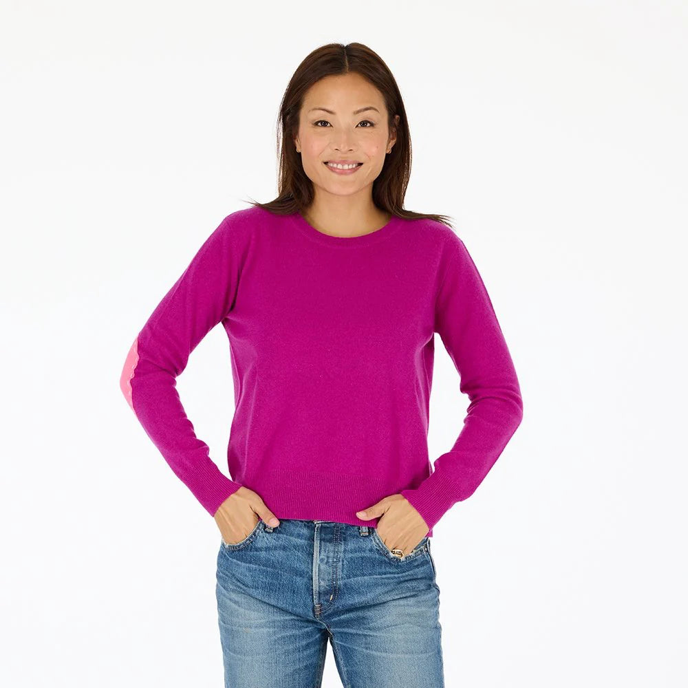 KERRI ROSENTHAL | Pull en cachemire "Patchwork"- Fuchsia